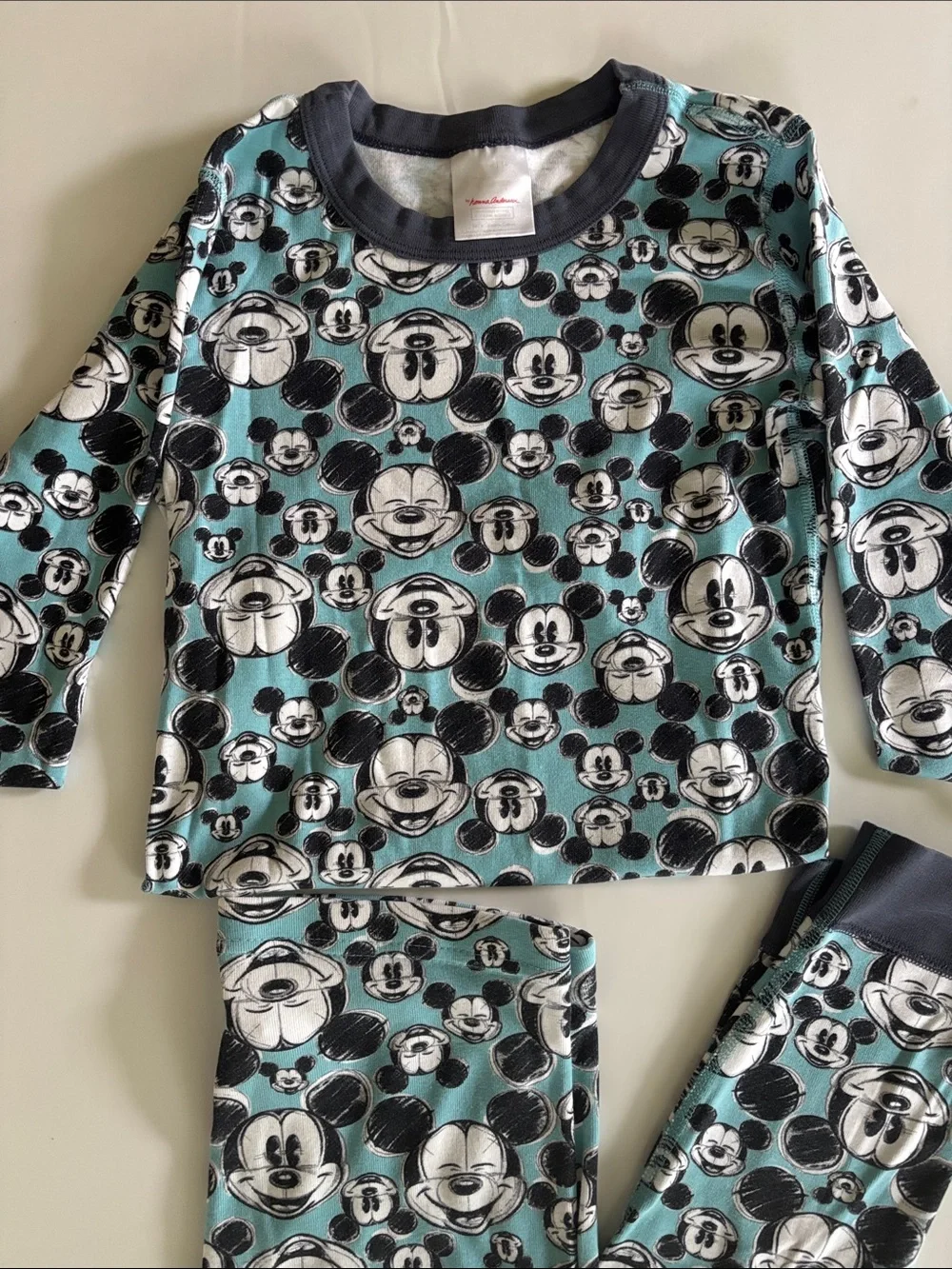 Hanna Anderson Disney Teal and Black Mickey Mouse Pajama Set